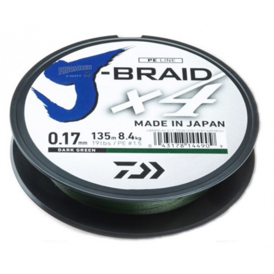 Daiwa J-BRAID X4 - 135м / Dark Green